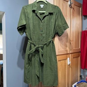 J Crew olive shirt dress